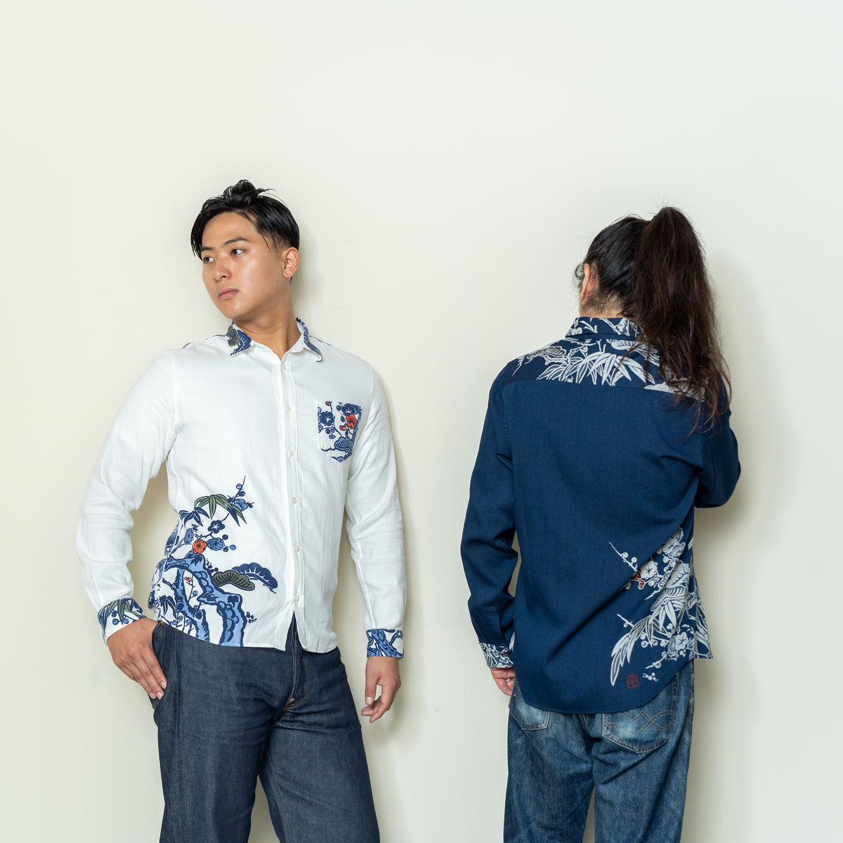 Tube painting Shochikubai Hand-Painted Shirt