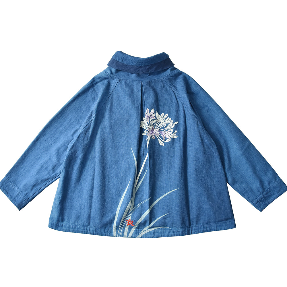 Agapanthus Layered Kimono-Collar Jacket