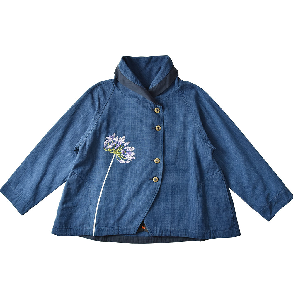 Agapanthus Layered Kimono-Collar Jacket