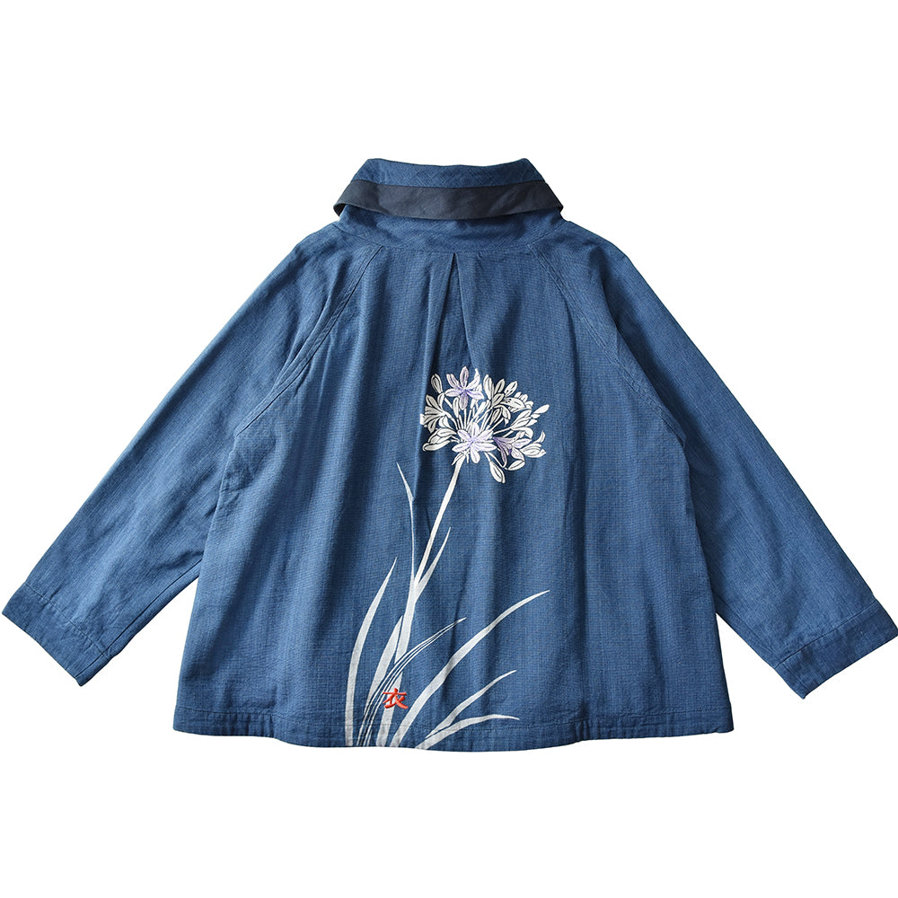 Agapanthus Layered Kimono-Collar Jacket