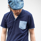 インディゴVネック半袖Tシャツ