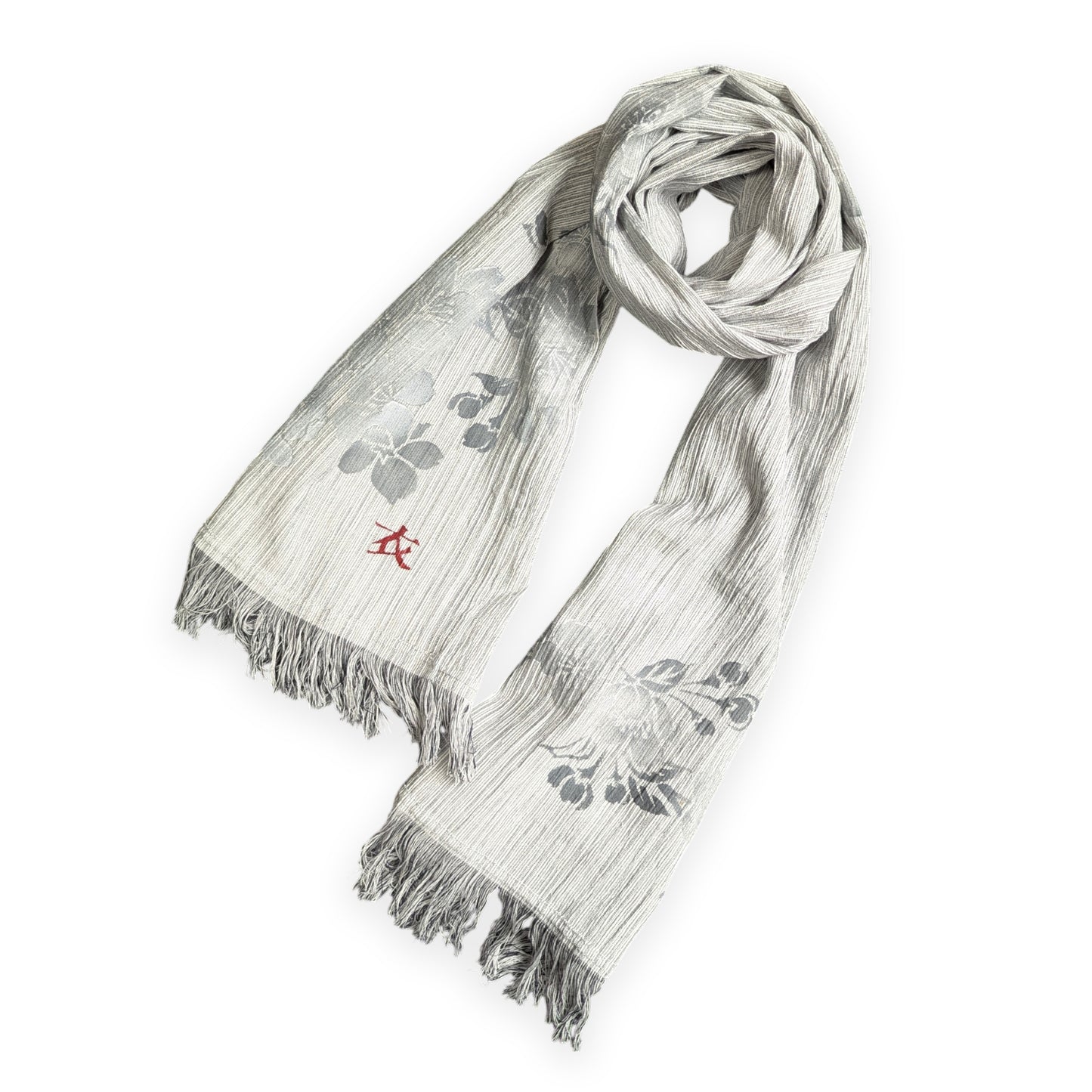 桜　ちぢみ亀田縞ストール