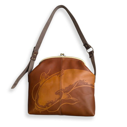 Real leather Gamaguchi Shoulder Bag -Namazu-