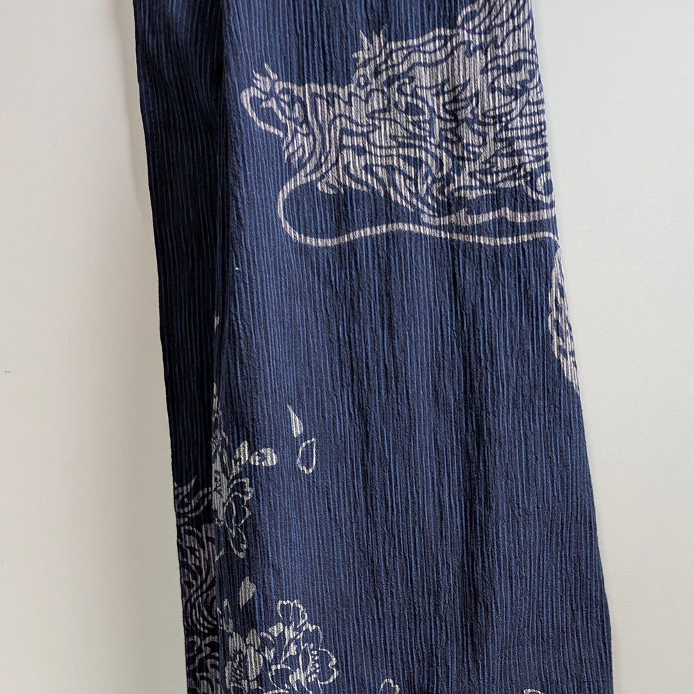 桜と龍　インディゴストライプ亀田縞ストール