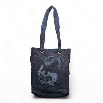 Japanese Giant Salamander Sashiko Combo Tote Bag