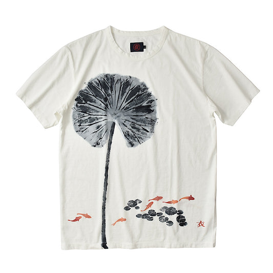 Lotus Leaf Print Goldfish T-Shirt