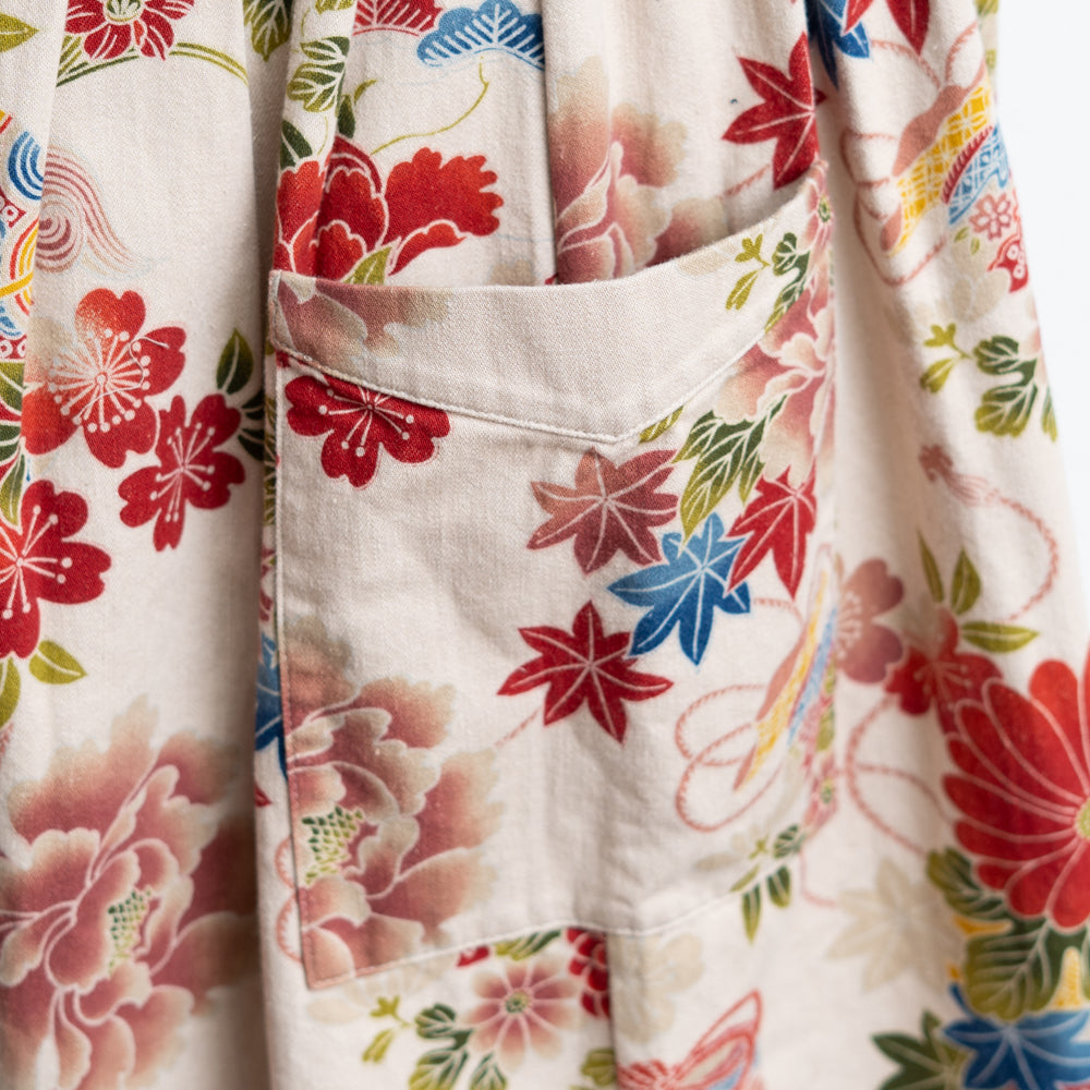 -flowers & butterfly-  High-Waist Wide-Leg Pants