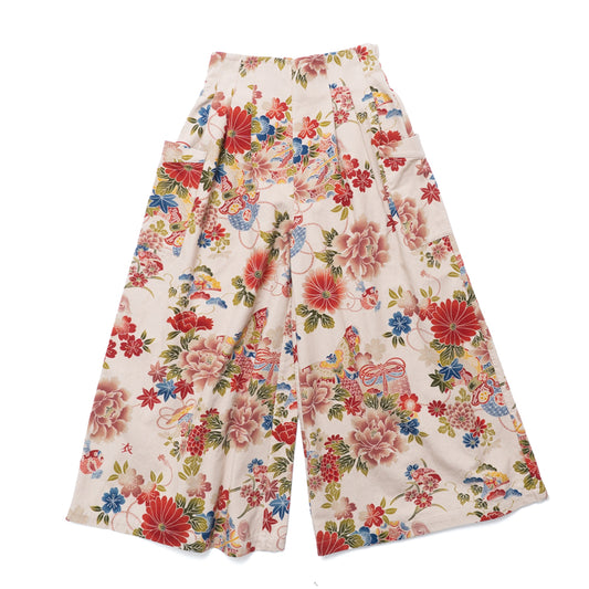 -flowers & butterfly-  High-Waist Wide-Leg Pants