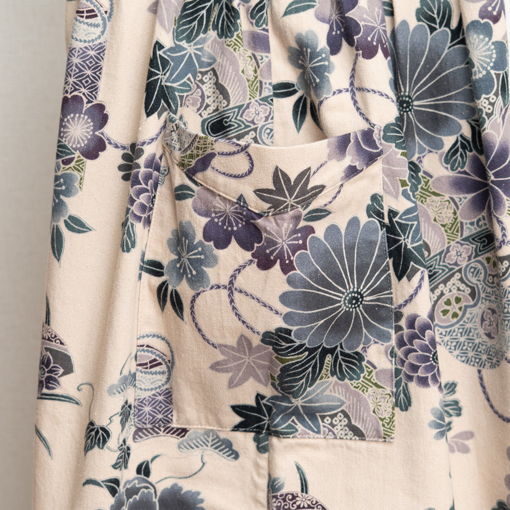 -flowers & butterfly-  High-Waist Wide-Leg Pants