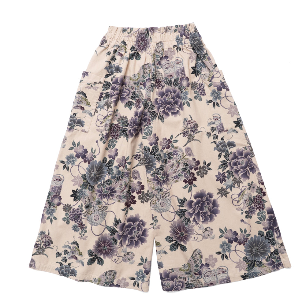 -flowers & butterfly-  High-Waist Wide-Leg Pants