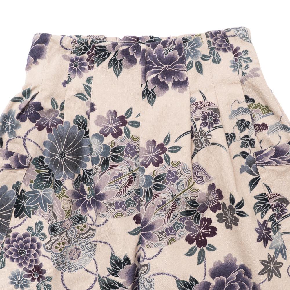 -flowers & butterfly-  High-Waist Wide-Leg Pants