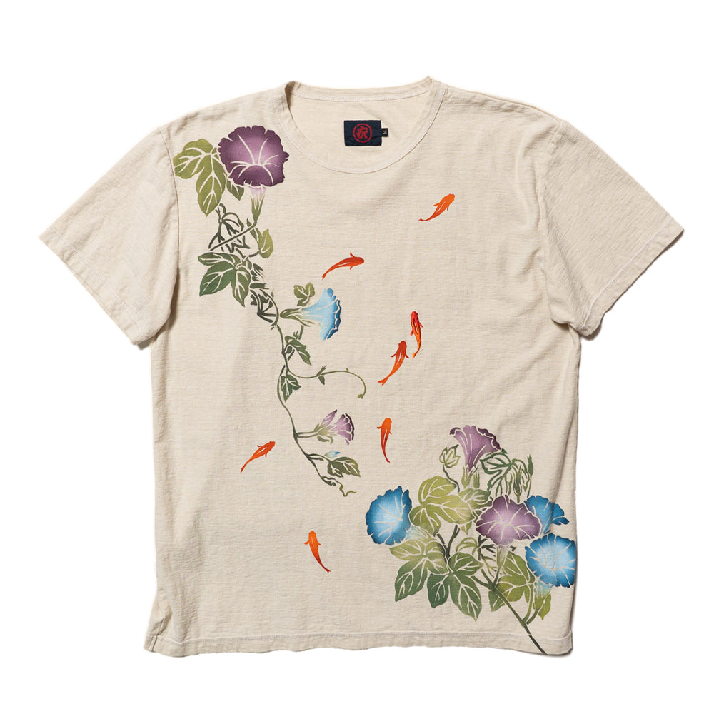 朝顔と和金魚Tシャツ