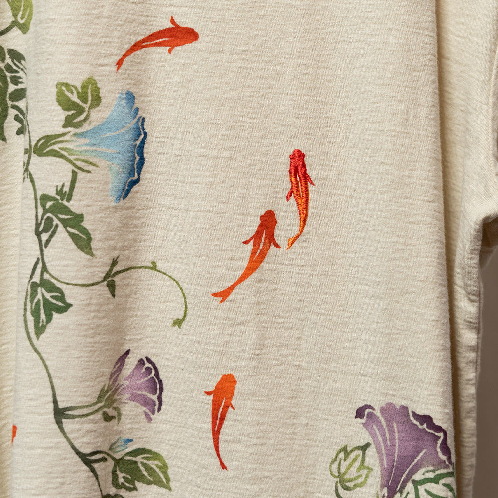 朝顔と和金魚Tシャツ