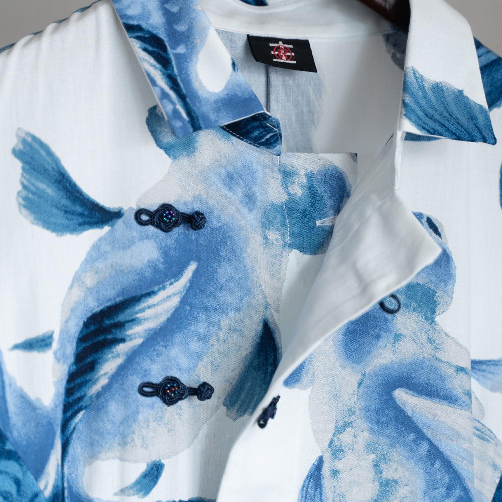 Blue Goldfish Crest Button Dress