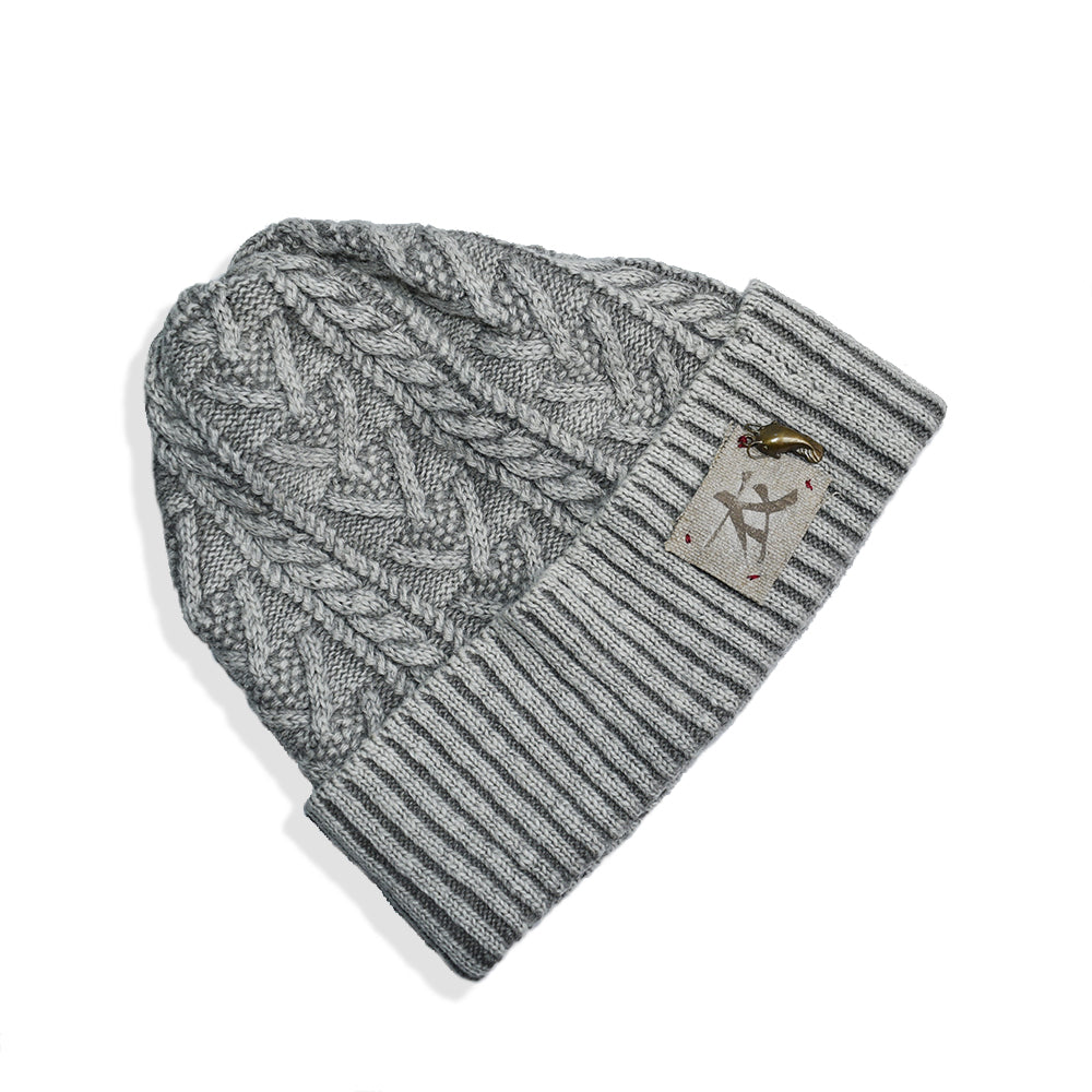  Aran Knit Hat -Namazu Charm-