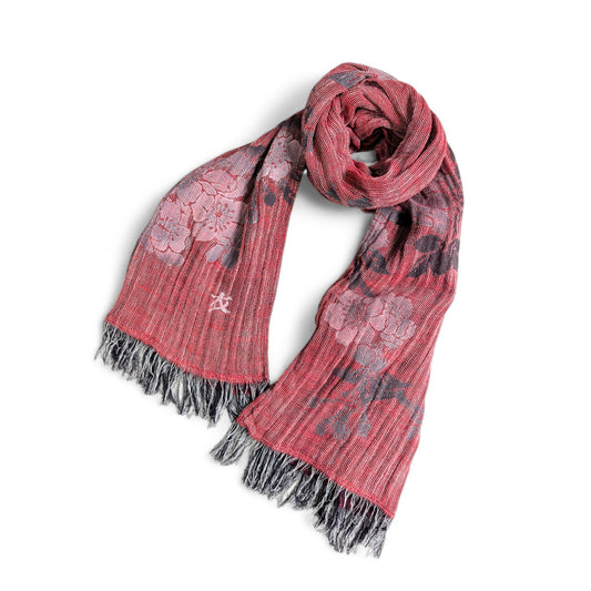 桜　ガーゼ亀田縞ストール