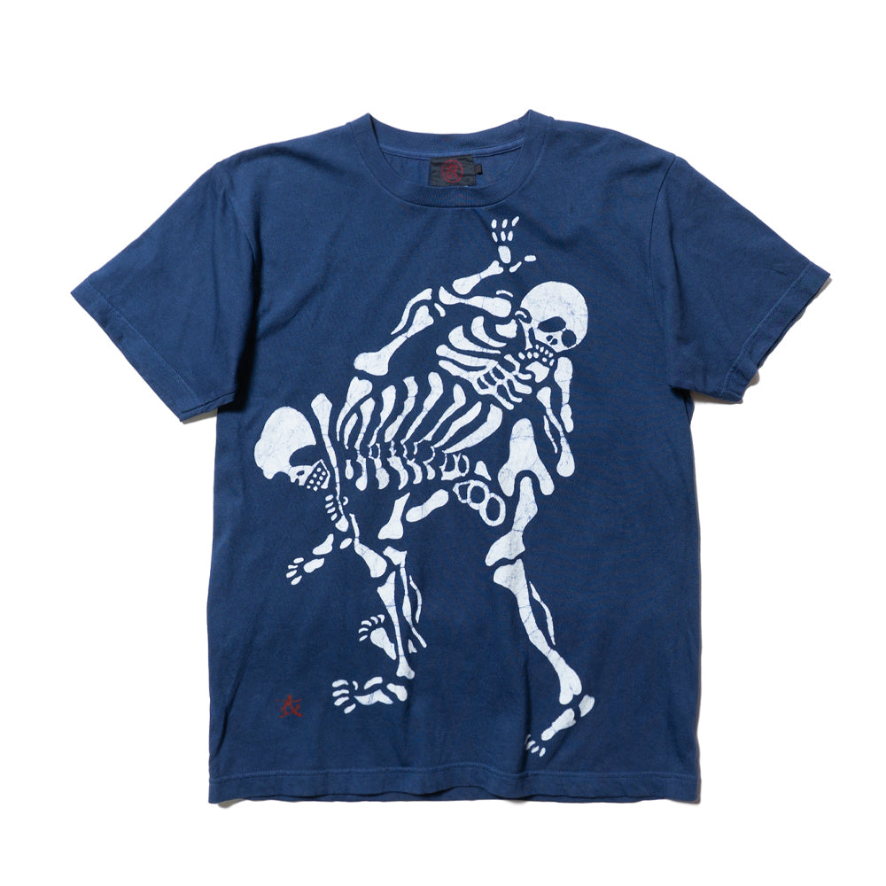 骸骨プロレスろうけつ染めTシャツ　【寺町店・オンラインショップ限定】