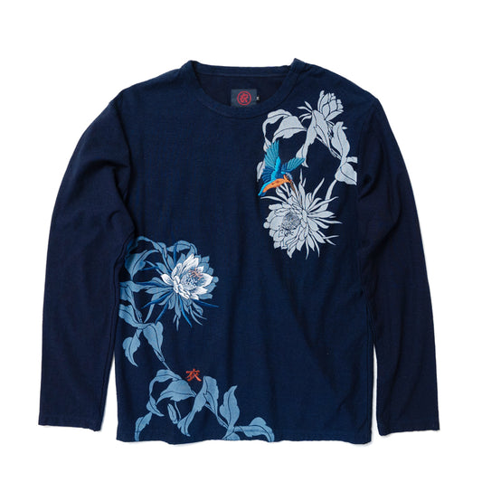 Night-blooming cereus & Kingfisher Long Sleeve T(Clothes for the Persons with disabilities)