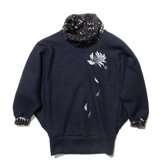 Loose Neck Dolman Pullover -a falling Lotus Flower-