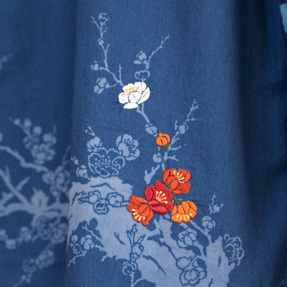 Long Sleeve Shirt with Ichimatsu Plum Embroidery