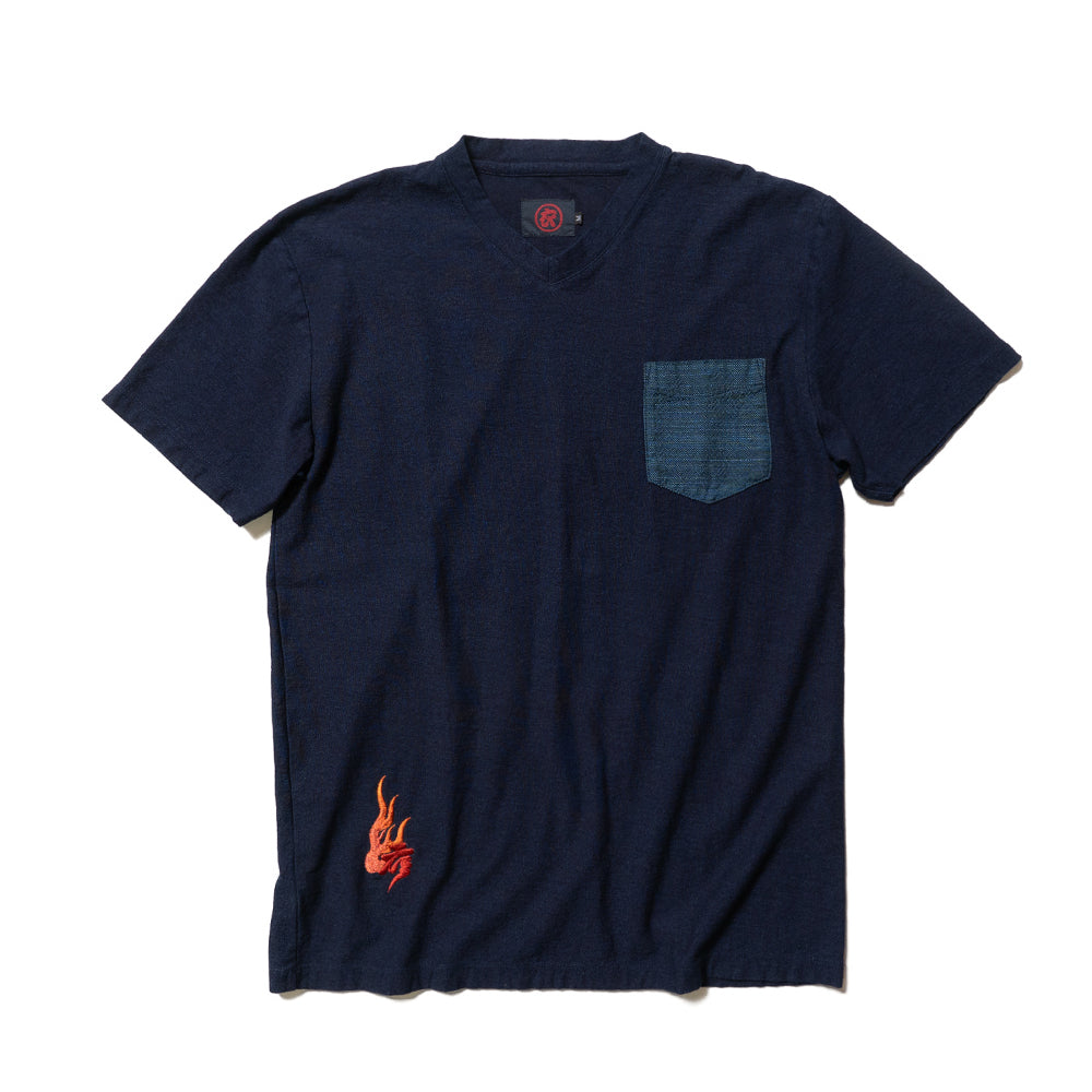 唐獅子牡丹Vネック半袖Tシャツ