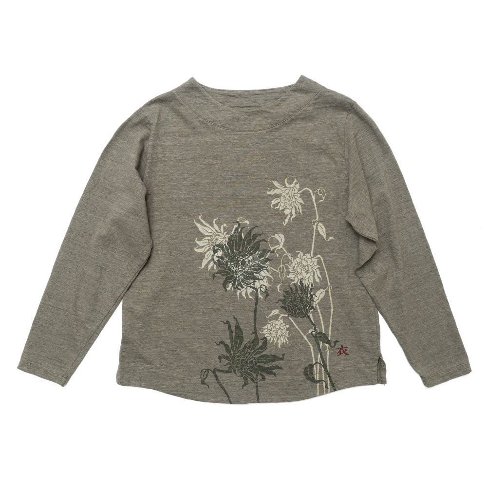 枯れ向日葵　扇衿ロングTシャツ