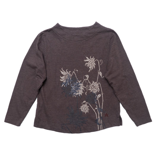 Dried Sunflower Fan-Collar T-Shirt
