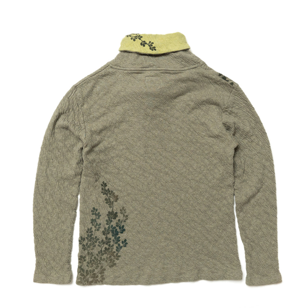 Dual-layered fabric Wrap collar T-shirt (Bush clover)