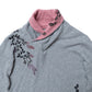 Dual-layered fabric Wrap collar T-shirt (Bush clover)