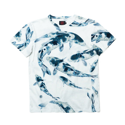 青い鯉 総柄Tシャツ