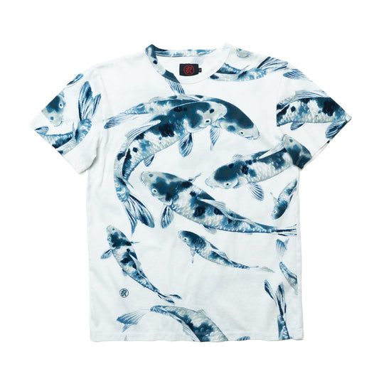 青い鯉 総柄Tシャツ