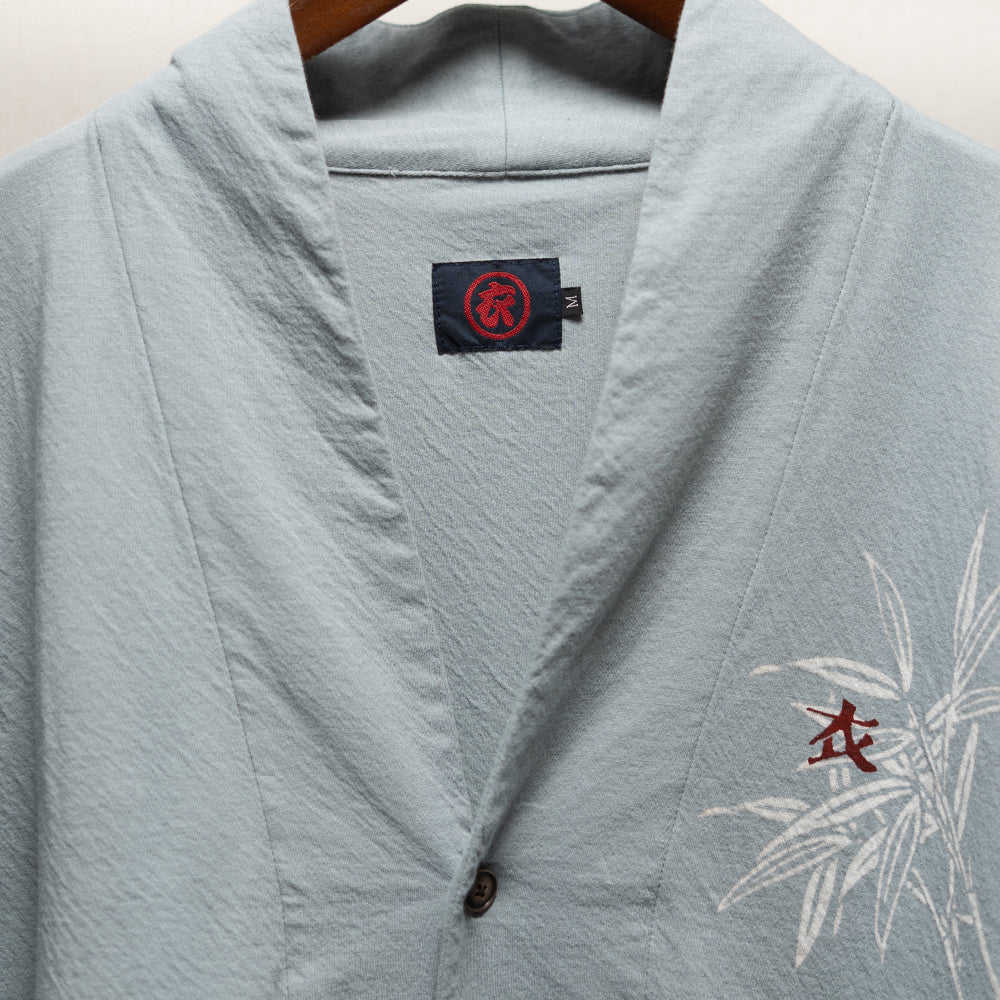 笹に泳ぐ鯉 着物衿カーディガン