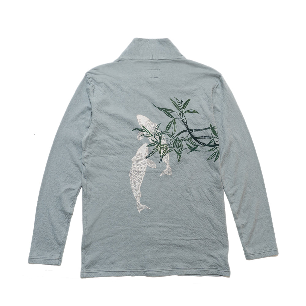 笹に泳ぐ鯉 着物衿カーディガン