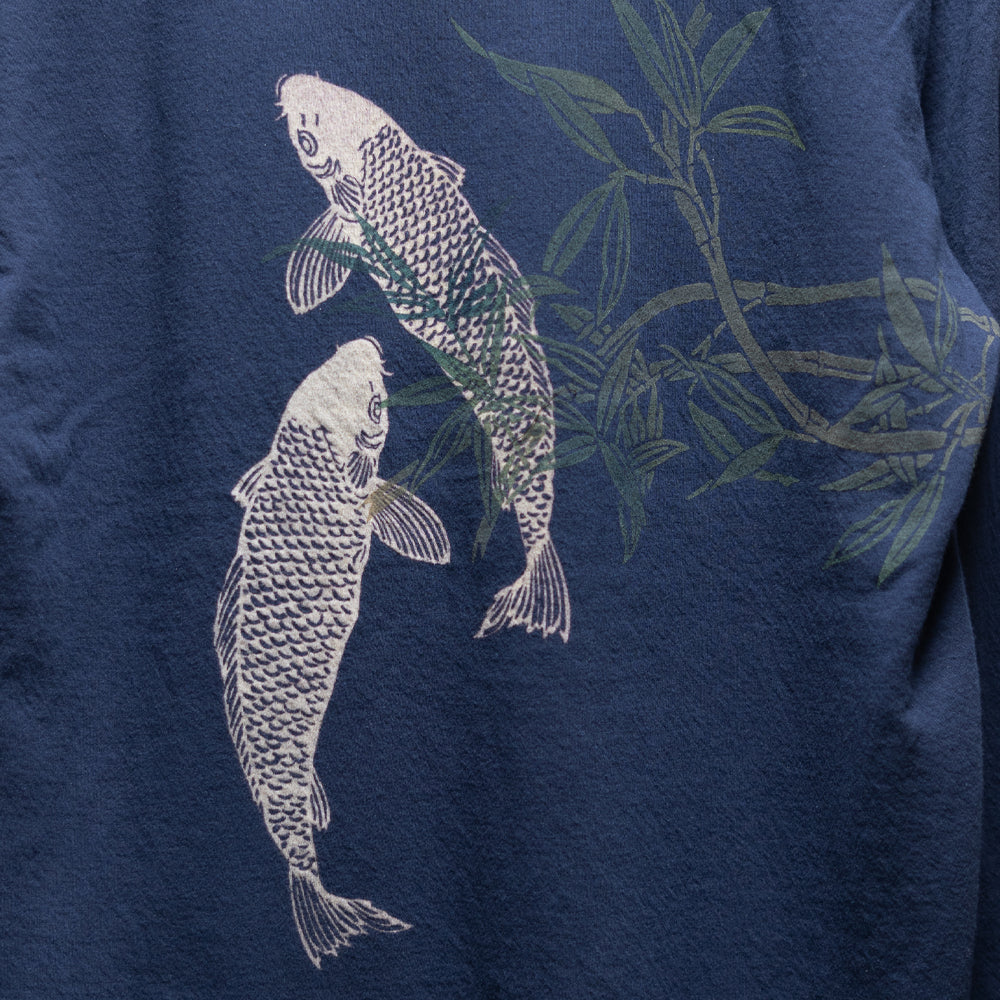 笹に泳ぐ鯉 着物衿カーディガン