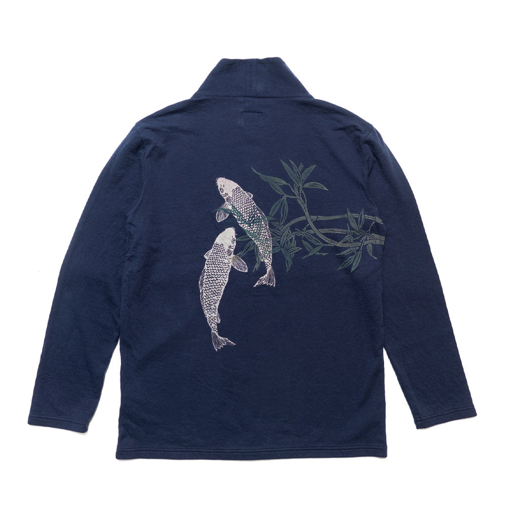 笹に泳ぐ鯉 着物衿カーディガン