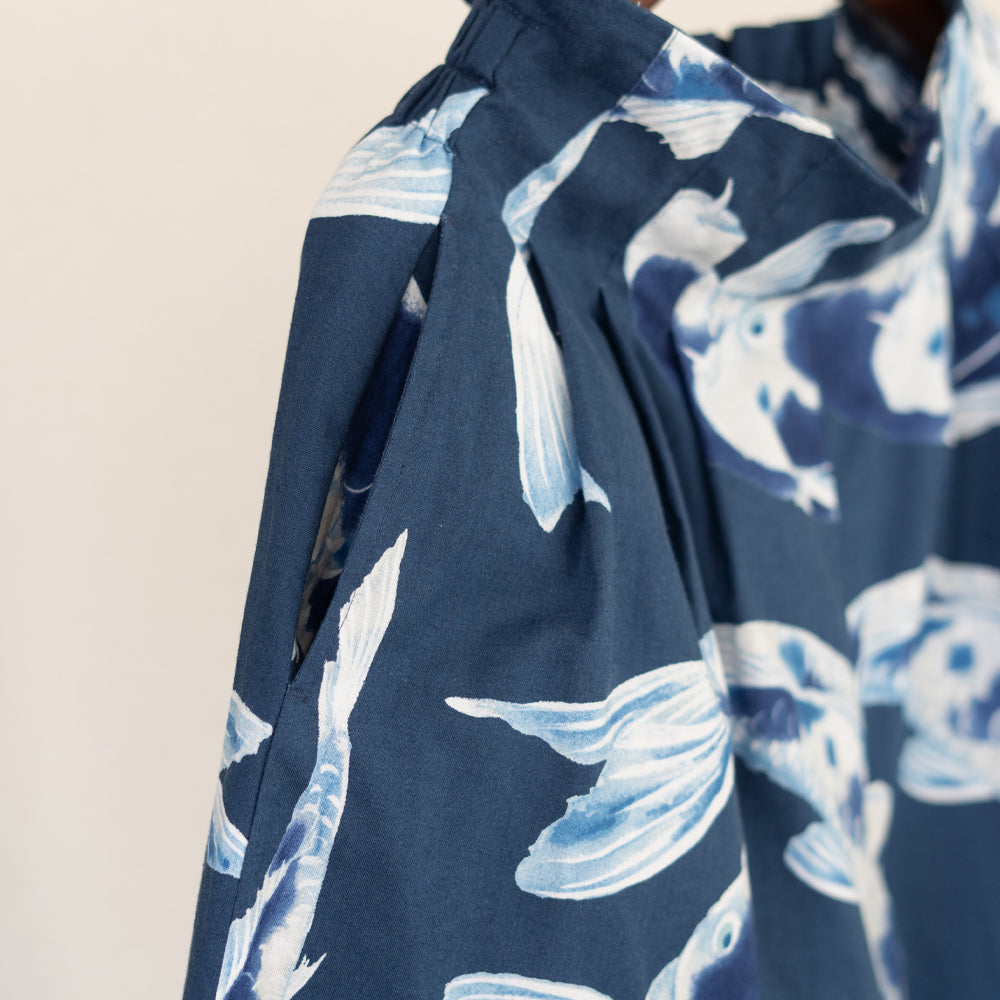 Blue Koi High-Waisted Wide Pants
