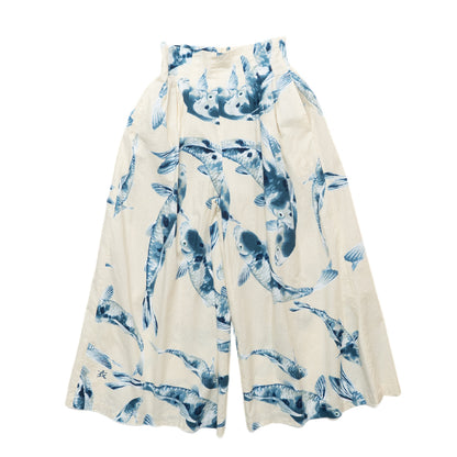 Blue Koi High-Waisted Wide Pants