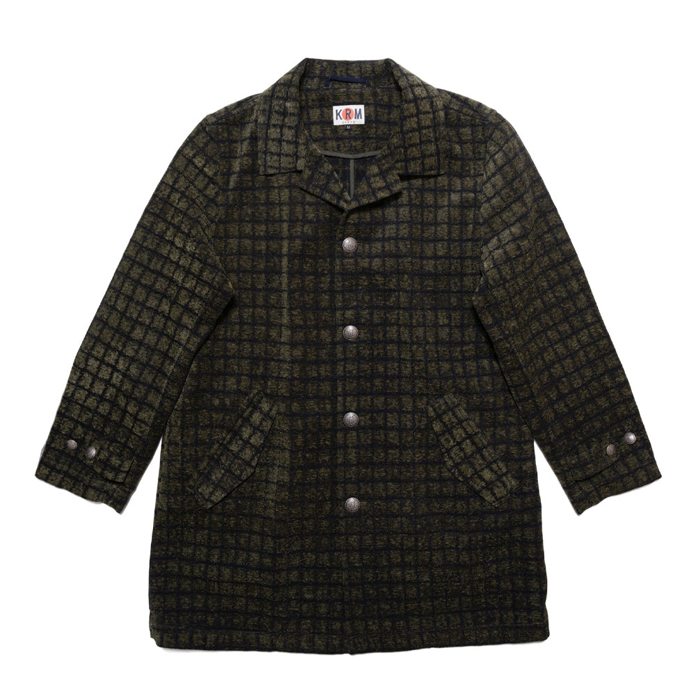 格子柄　ウールコート