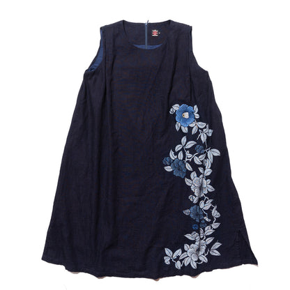 Indigo sleeveless dress -Camellia-