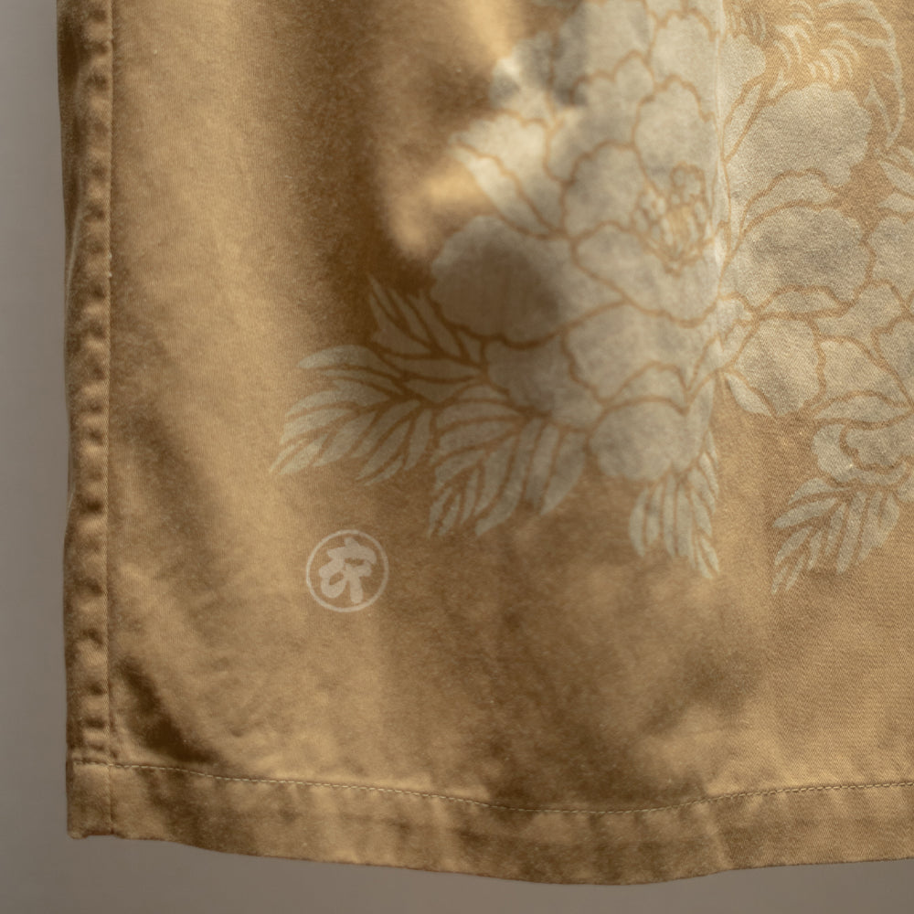 唐獅子牡丹折り畳み  ワイドパンツ