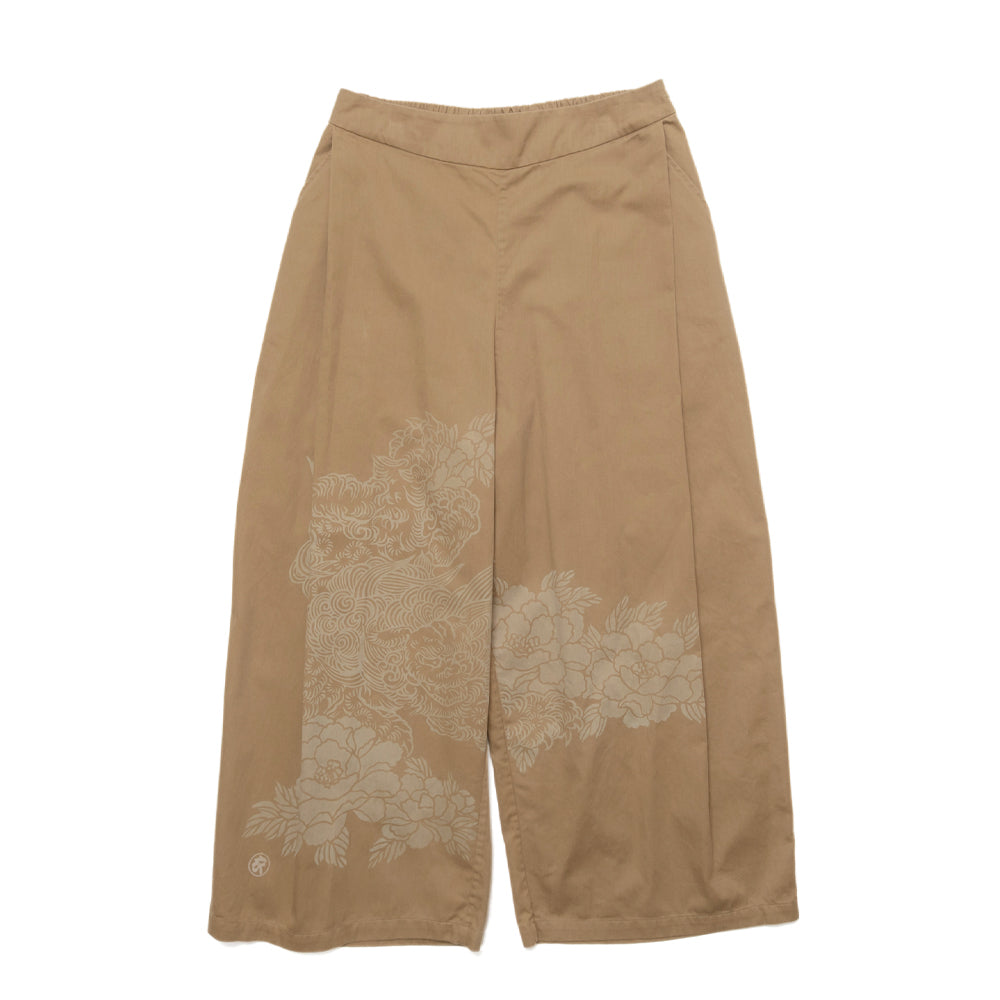 唐獅子牡丹折り畳み  ワイドパンツ