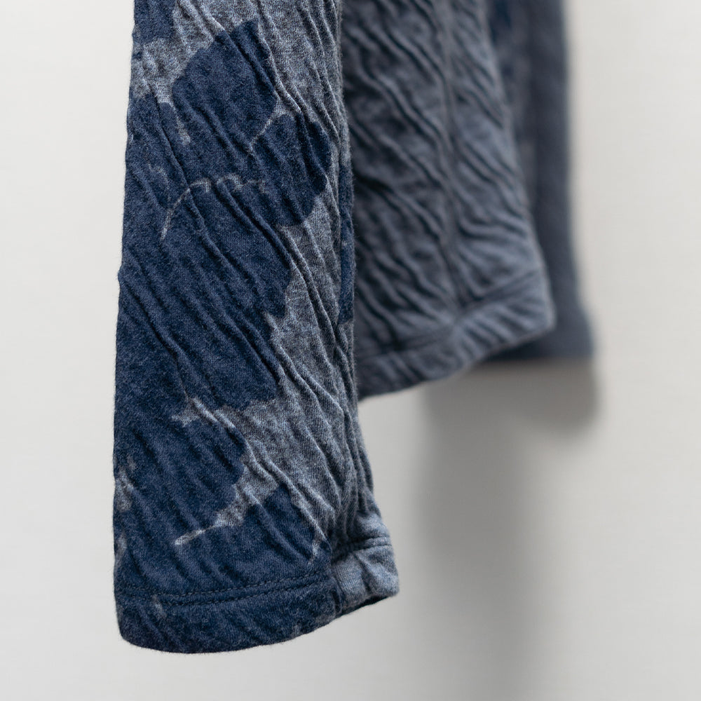 Dual-layered fabric Kimono collar T-shirt "Camellia"