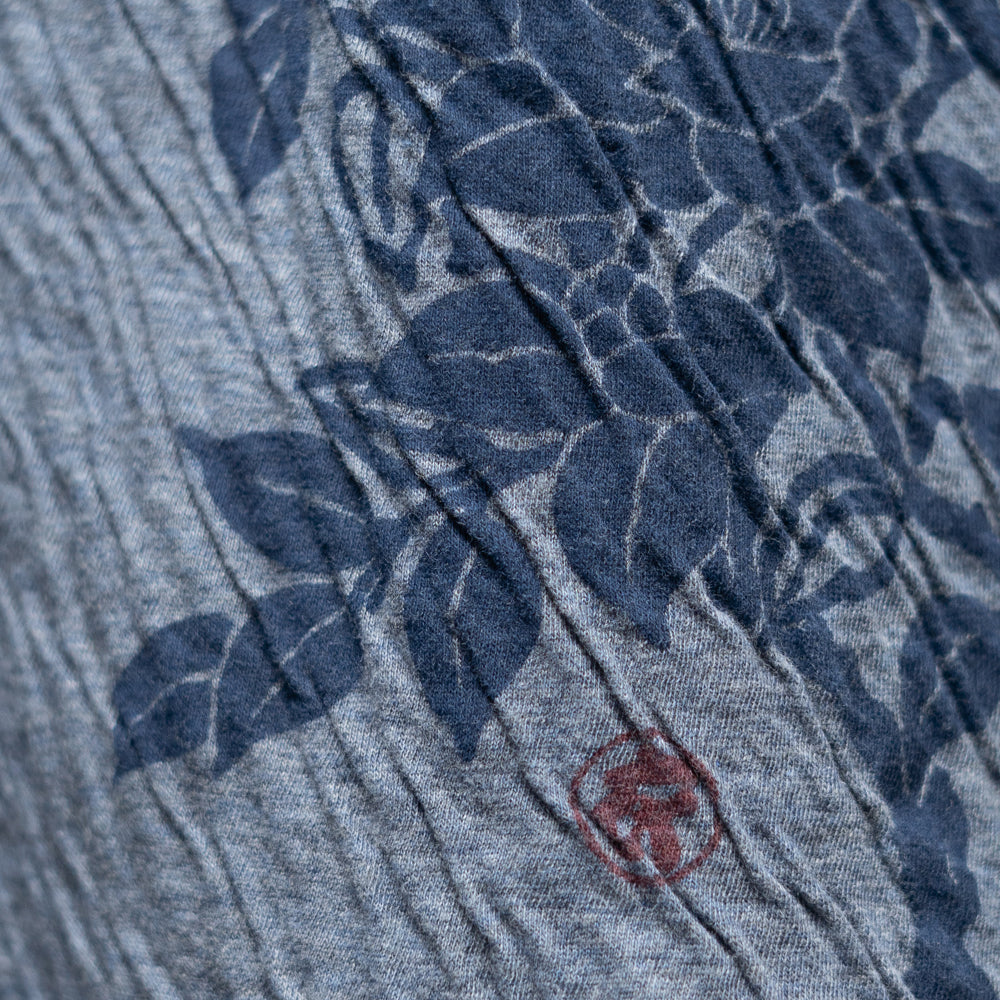 Dual-layered fabric Kimono collar T-shirt "Camellia"