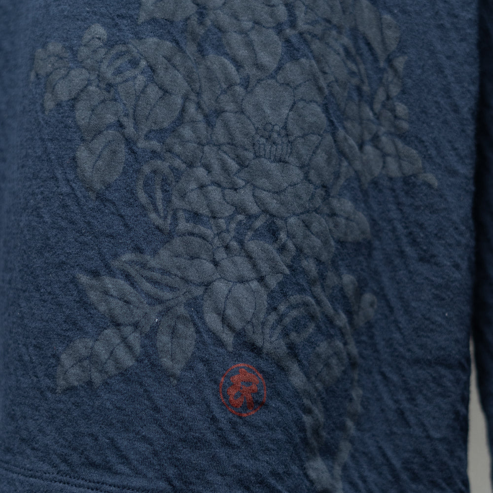 Dual-layered fabric Kimono collar T-shirt "Camellia"