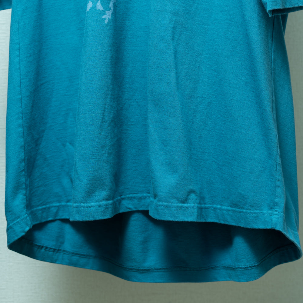 Flower Kappa Five-Sleeve Back-Pleated T-Shirt
