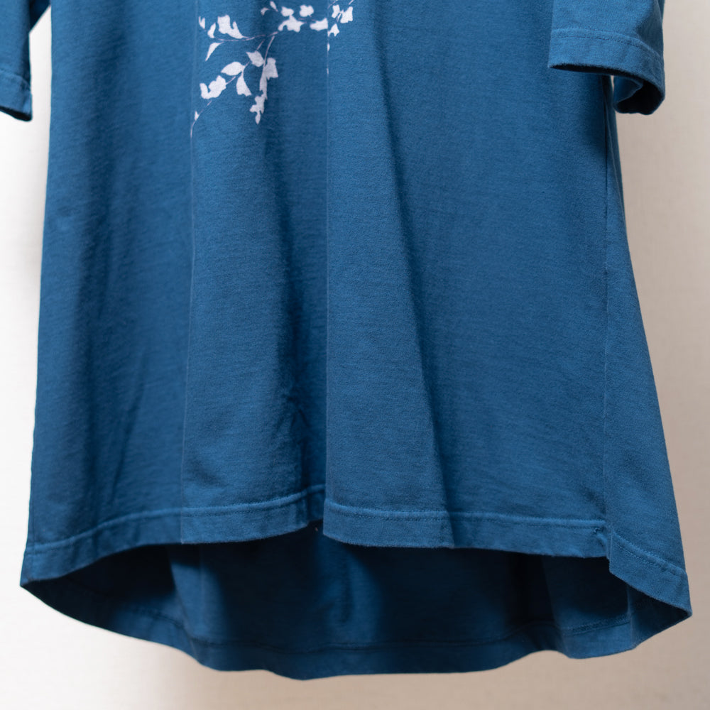 Flower Kappa Five-Sleeve Back-Pleated T-Shirt