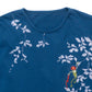 Flower Kappa Five-Sleeve Back-Pleated T-Shirt
