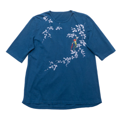 Flower Kappa Five-Sleeve Back-Pleated T-Shirt