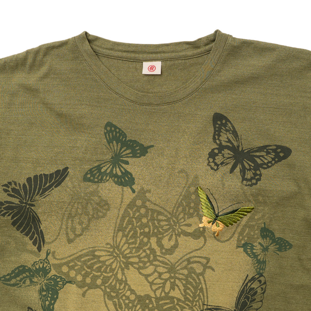 三次元蝶々 Tシャツ 刺繍 蝶 和柄 春 日本製 職人技 – AUSTERE JAPAN