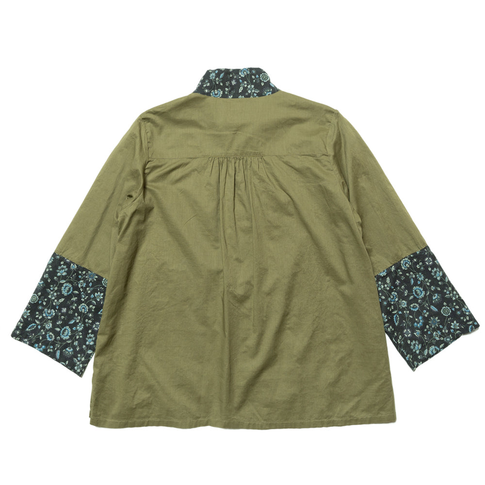 Lotus bud Paneled Small Collar Blouse